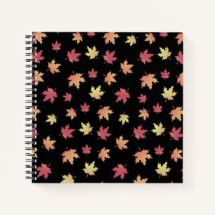 Carnet Élégant Brown Rouge Feuilles d'automne Motif  