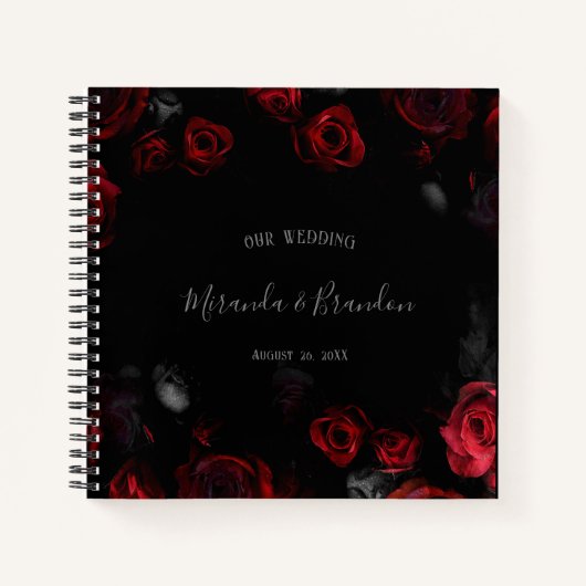 Carnet Élégant budget rouge noir Wedding planner floral (Devant)