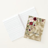 Carnet Élégant Burgundy Gold Floral Script personnalisé (Intérieur)
