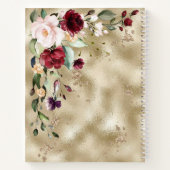 Carnet Élégant Burgundy Gold Floral Script personnalisé (Dos)