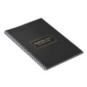 Carnet Elégant cadre d'impression or en cuir noir (Côté Droit)