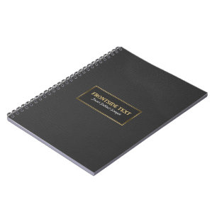 Carnet Elégant cadre d'impression or en cuir noir