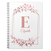 Élégant cadre en or rose monogrammé feuille blanc