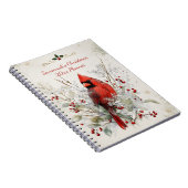 Carnet Élégant Cardinal Rouge de Noël (Côté Droit)
