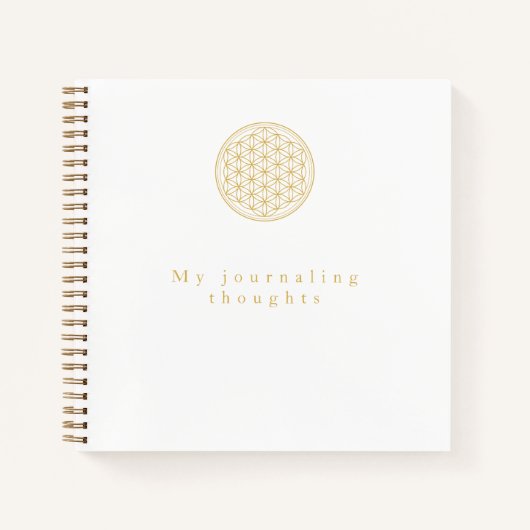 Carnet Élégant Carré Golden Flower of Life Modèle (Devant)