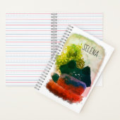 Carnet Élégant Cartoon Cute Masqué Fluffy Chat Monogramme (À l'intérieur)