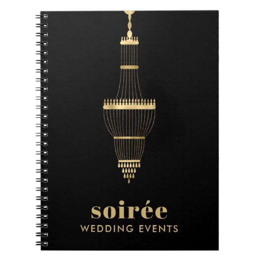 Carnet Elégant Chandelier or Mariage Événements Planifica (Devant)