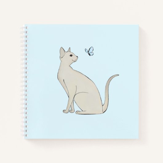 Carnet Élégant chat avec papillon (Devant)