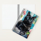 Carnet Elégant Chat noir Aquarelle Art Personnalisé (À l'intérieur)