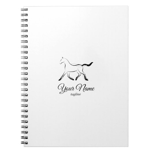 Carnet Élégant cheval en couleur noire (Devant)