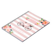 Carnet Élégant Chic Bicycle Floral Girly Pink Bandes (Côté gauche)