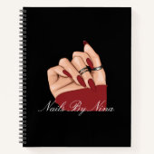 Carnet Elégant Chic Black & Red Nail Salon Rendez-vous (Devant)