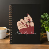 Carnet Elégant Chic Black & Red Nail Salon Rendez-vous
