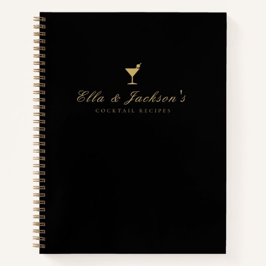 Carnet Élégant Chic Couples Noirs Blank Cocktail Recette (Devant)