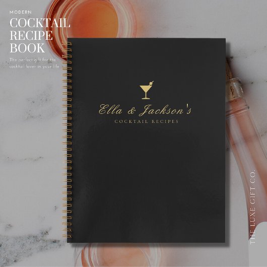 Carnet Élégant Chic Couples Noirs Blank Cocktail Recette