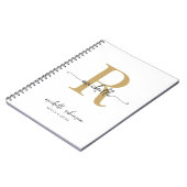 Carnet Élégant Chic Féminin Monogramme Nom Écriture Blanc (Côté gauche)