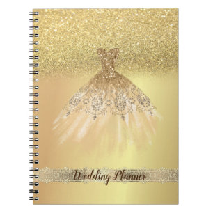 Carnet Elégant Chic Gold Parties scintillant Bokeh, Robe,