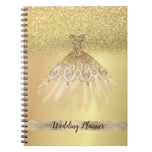 Carnet Elégant Chic Gold Parties scintillant Bokeh, Robe, (Devant)