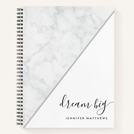 Carnet Elegant Chic Marble Dream Big Personnalisé (Devant)
