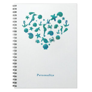 Carnet Élégant Chic Moderne Aquarelle Bleu Vert Choses de