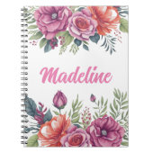 Carnet Élégant Chic Monogram Flower Motif Personnalisé (Devant)
