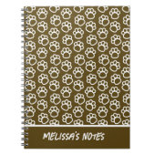 Carnet Elégant Chien pattes brun spirale personnalisée (Devant)