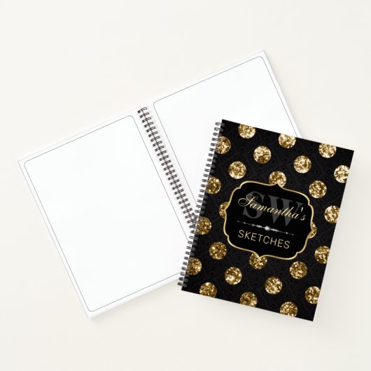Carnet Elegant Chunky Gold Circles Parties scintillant Sk (Intérieur)