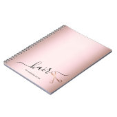 Carnet Elégant ciseaux d'or rose moderne coiffeur (Côté gauche)