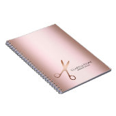 Carnet Elégant ciseaux d'or rose moderne coiffeur (Côté Droit)