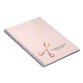 Carnet Elégant ciseaux d'or rose moderne coiffeur (Côté Droit)