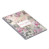 Carnet Elégant collage rose noir floral Tour Eiffel (Côté Droit)