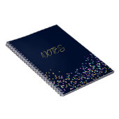 Carnet Elégant Confetti bleu or rose marine moderne (Côté Droit)