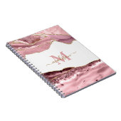 Carnet Élégant Coral Géode Agate Monogrammed Gold Parties (Côté Droit)