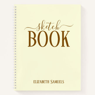 Carnet Elegant Cream Sketch Book with name gift for her