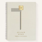 Carnet Élégant Crème Doré Brill Monogramme Spirale (Devant)