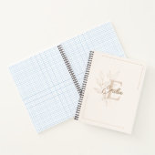Carnet Élégant Crème Personnalisé Script Monogramme Flora (Intérieur)