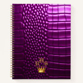Carnet Élégant Crocodile Vivid Violet Faux Monogramme (Devant)
