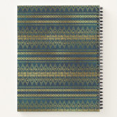 Carnet Elégant croquis Boho Blue et Gold Stripe (Dos)