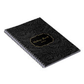 Carnet Elegant Custom Name Black Floral Pattern (Côté Droit)