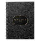 Carnet Elegant Custom Name Black Floral Pattern (Devant)