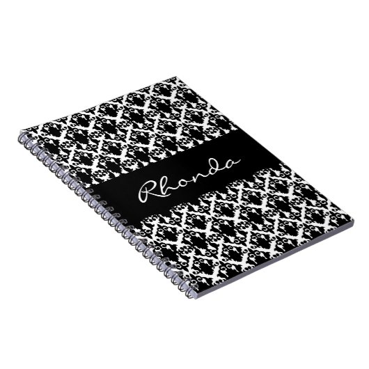 Carnet Elegant Damask Black and White (Côté Droit)