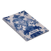 Carnet Élégant damassé Bleu toile de jouy monogramme (Côté Droit)