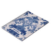 Carnet Élégant damassé Bleu toile de jouy monogramme (Côté gauche)