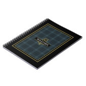 Carnet Élégant damier monogrammé noir or vitrail (Côté gauche)
