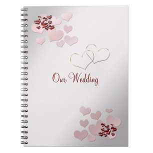 Carnet élégant de mariage de coeur rose