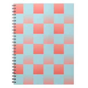 Carnet Elégant dégradé à damiers poudre corail bleu rose