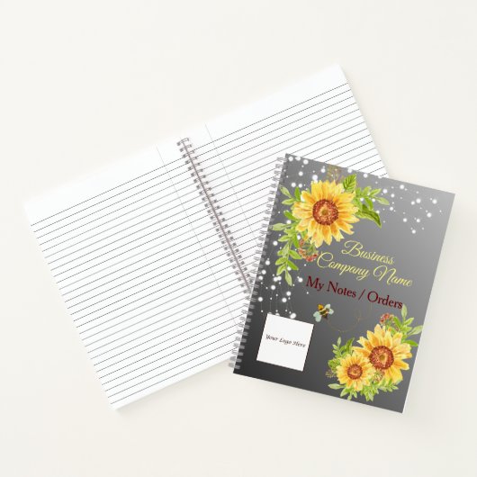 Carnet Élégant dégradé Yellow Sunflower Custom Business (Intérieur)