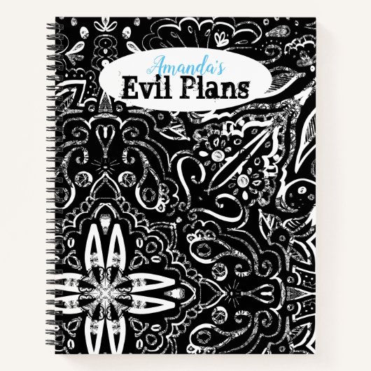 Carnet Elégant design de mandala noir et blanc jeter le p (Devant)
