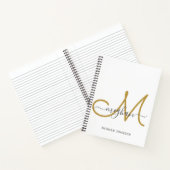 Carnet Élégant design or blanc Script Monogramme (Intérieur)