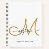 Carnet Élégant design or blanc Script Monogramme (Devant)